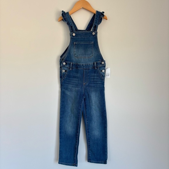 NWT GAP Denim Ruffled Strap Overalls 5 - Picture 1 of 7